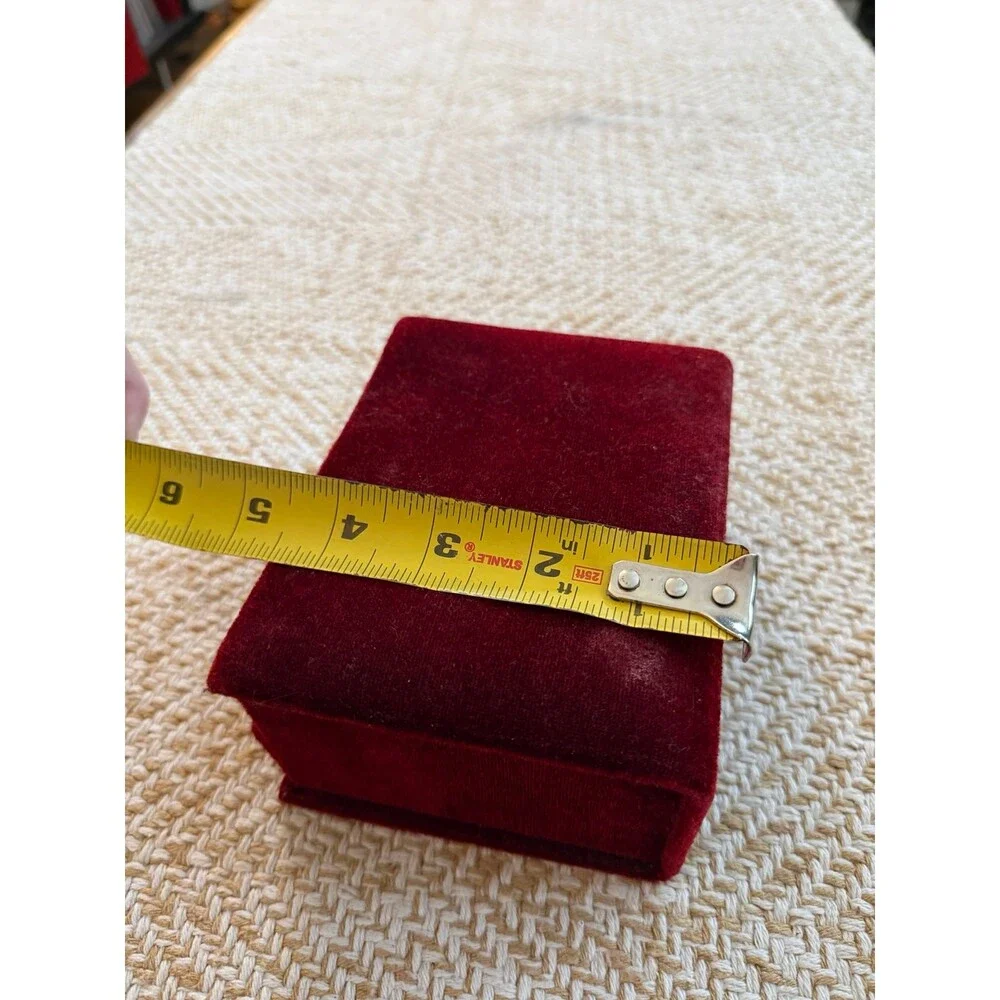Vintage Red Velvet Jewelry Box with Mirror & Drawer